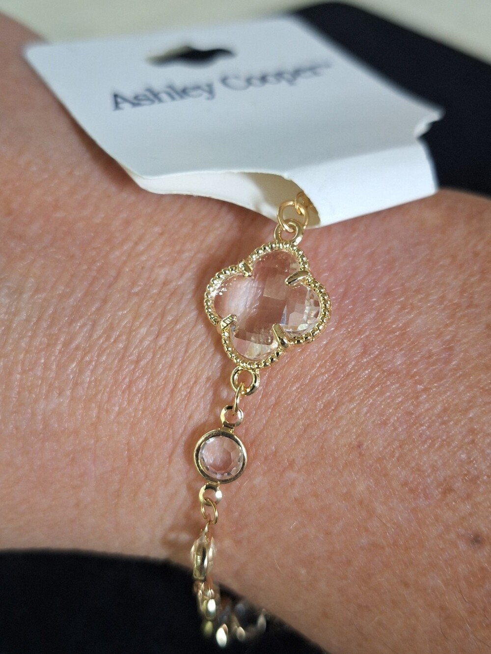 Ashley Cooper 9 Inch Gold-Tone Bracelet Or anklet with Clear Crystals